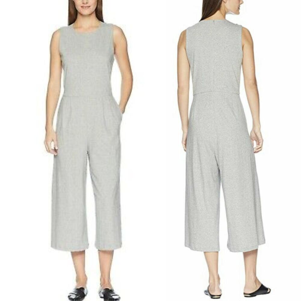 Eileen Fisher Gray Sleeveless Wide-Leg Jumpsuit Small Petite Casual Minimalist